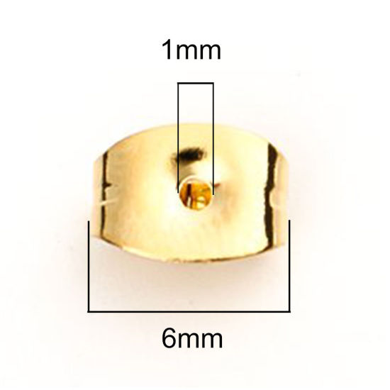 Picture of 304 Stainless Steel Ear Nuts Post Stopper Earring Findings Butterfly Animal Gold Plated 6mm x 4mm, 100 PCs