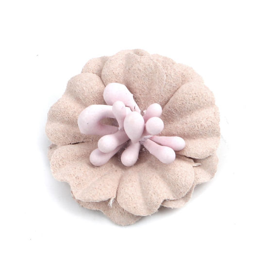 生地 DIY クラフト ピーチベージュ フラワー 24mm x 23mm、 10 個 の画像