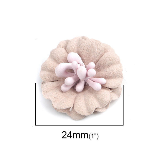 生地 DIY クラフト ピーチベージュ フラワー 24mm x 23mm、 10 個 の画像