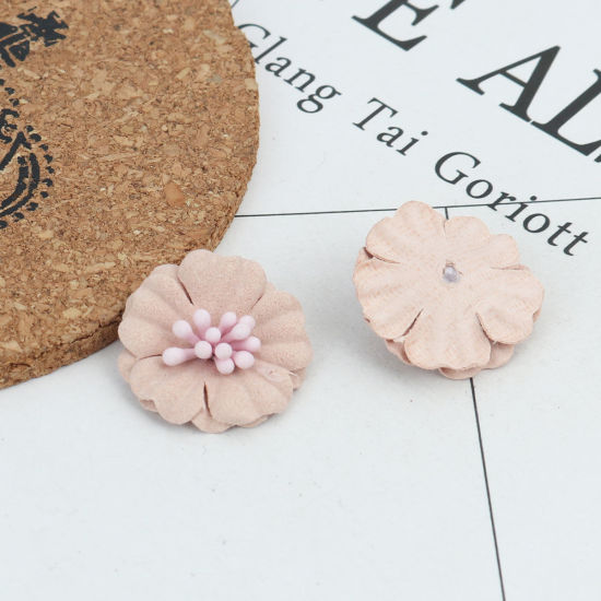 生地 DIY クラフト ピーチベージュ フラワー 24mm x 23mm、 10 個 の画像