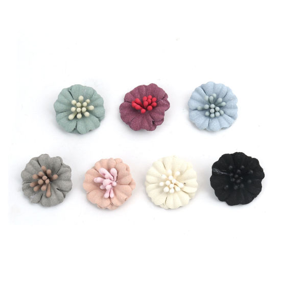 生地 DIY クラフト ピーチベージュ フラワー 24mm x 23mm、 10 個 の画像