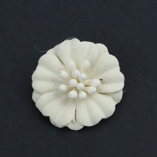 生地 DIY クラフト 白 フラワー 24mm x 23mm、 10 個 の画像