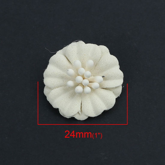 生地 DIY クラフト 白 フラワー 24mm x 23mm、 10 個 の画像
