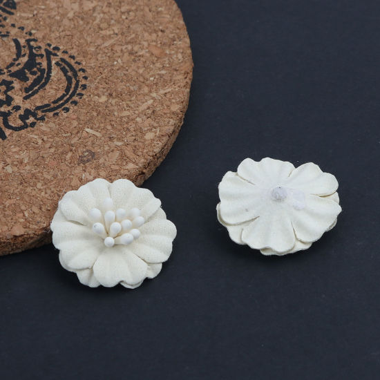 生地 DIY クラフト 白 フラワー 24mm x 23mm、 10 個 の画像
