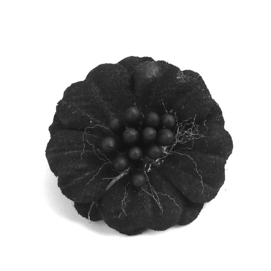 生地 DIY クラフト 黒 フラワー 24mm x 23mm、 10 個 の画像