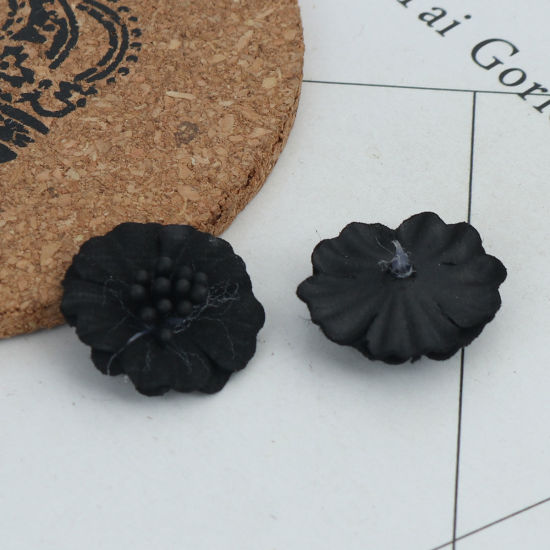 生地 DIY クラフト 黒 フラワー 24mm x 23mm、 10 個 の画像