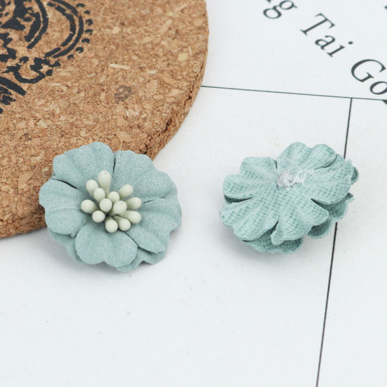 生地 DIY クラフト 深緑色 フラワー 24mm x 23mm、 10 個 の画像