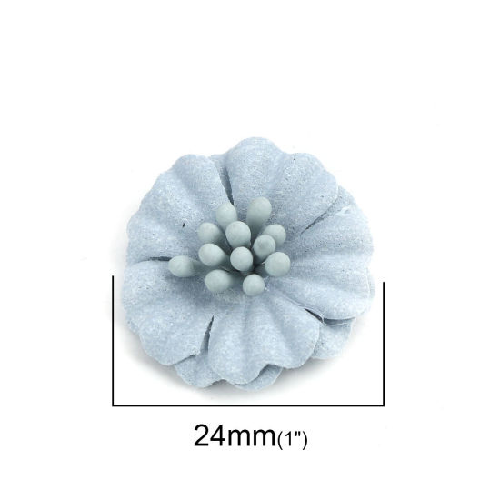 生地 DIY クラフト 水色 フラワー 24mm x 23mm、 10 個 の画像