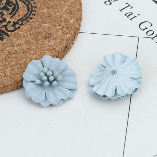 生地 DIY クラフト 水色 フラワー 24mm x 23mm、 10 個 の画像