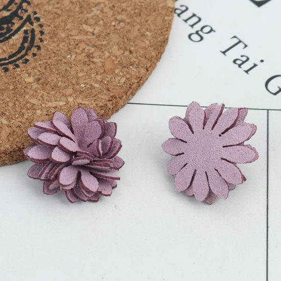 Image de DIY Artisanat en Tissu Violet Fleur 22mm x 22mm, 20 Pcs