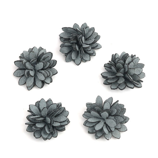 Image de DIY Artisanat en Tissu Bleu Gris Fleur 22mm x 22mm, 20 Pcs