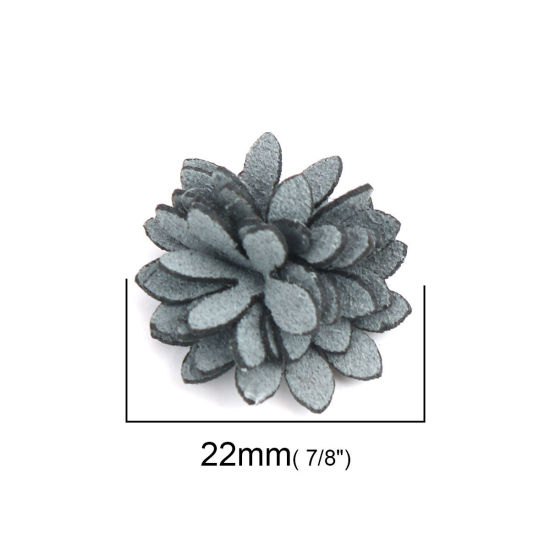 Image de DIY Artisanat en Tissu Bleu Gris Fleur 22mm x 22mm, 20 Pcs