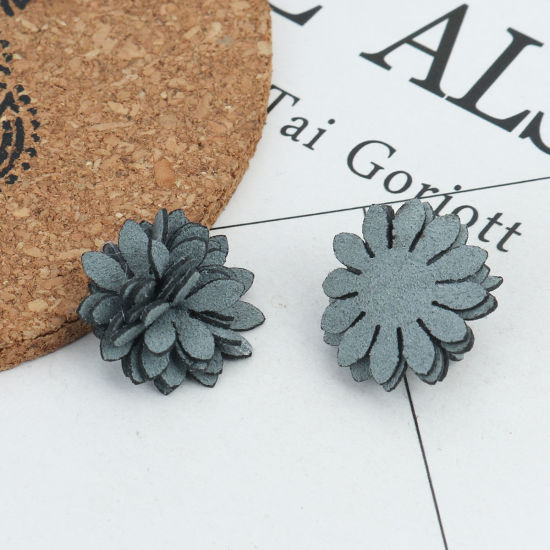 Image de DIY Artisanat en Tissu Bleu Gris Fleur 22mm x 22mm, 20 Pcs
