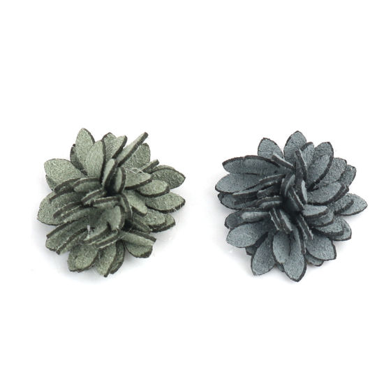 Image de DIY Artisanat en Tissu Bleu Gris Fleur 22mm x 22mm, 20 Pcs