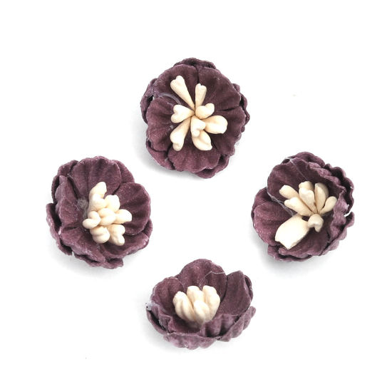 生地 DIY クラフト 紫 フラワー 16mm x 15mm、 10 個 の画像