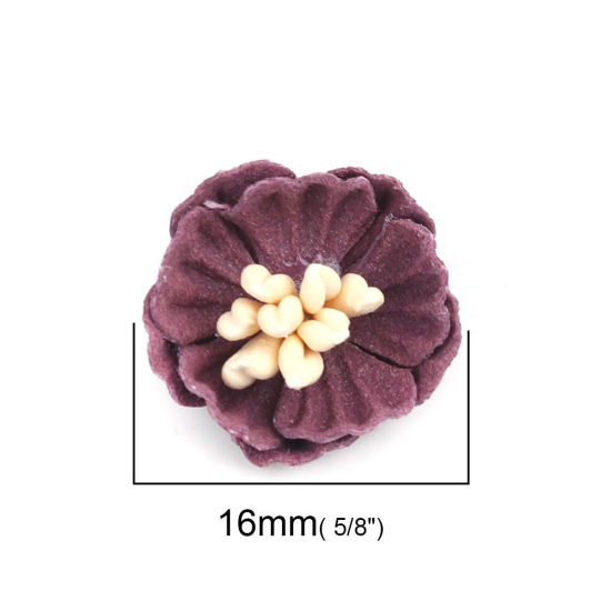 生地 DIY クラフト 紫 フラワー 16mm x 15mm、 10 個 の画像