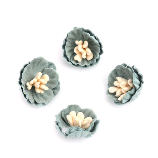 生地 DIY クラフト 緑青 フラワー 16mm x 15mm、 10 個 の画像
