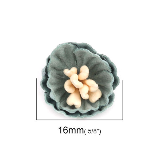 生地 DIY クラフト 緑青 フラワー 16mm x 15mm、 10 個 の画像