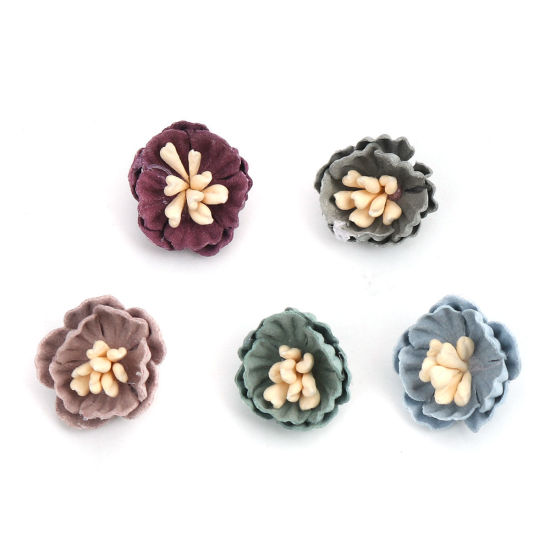 生地 DIY クラフト 緑青 フラワー 16mm x 15mm、 10 個 の画像
