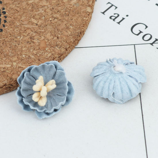 生地 DIY クラフト 空色 フラワー 16mm x 15mm、 10 個 の画像