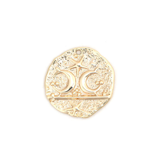Image de Breloques Galaxie en Laiton Irrégulier Doré Lune 19mm x 19mm, 2 Pcs