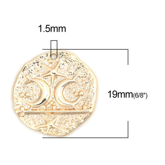 Image de Breloques Galaxie en Laiton Irrégulier Doré Lune 19mm x 19mm, 2 Pcs