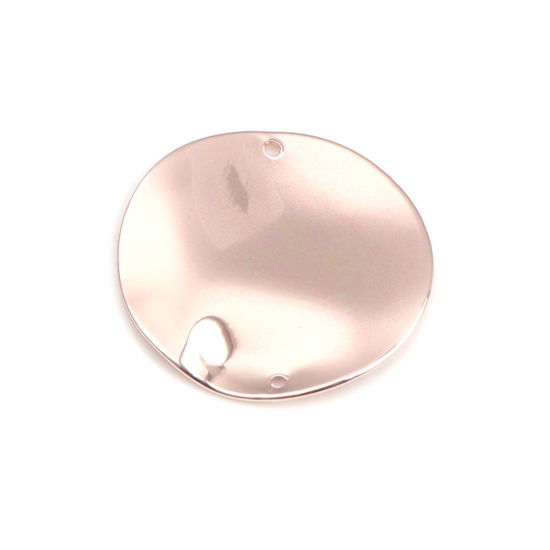 Image de Connecteurs Martelage en Laiton Rond Or Rose 22mm Dia, 5 Pcs