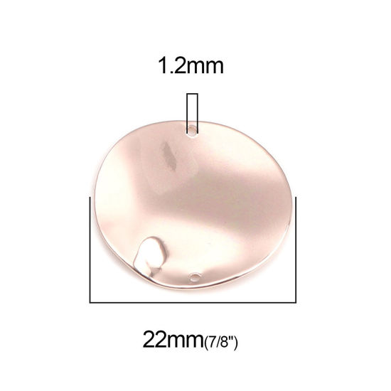 Image de Connecteurs Martelage en Laiton Rond Or Rose 22mm Dia, 5 Pcs
