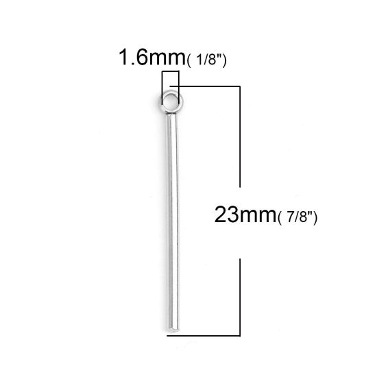 Imagen de 304 Acero Inoxidable Colgantes Charms Cilíndrico Tono de Plata 23mm x 3mm, 10 Unidades