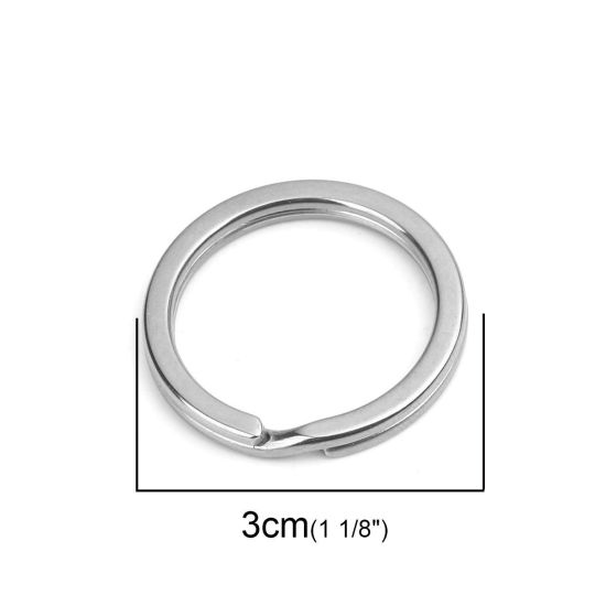 Immagine di 10 Pz 304 Acciaio Inossidabile Anello Portachiavi Tono Argento Tondo 30mm Dia.
