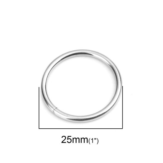 10 個 25mm 直径、 2mm（12号） 304ステンレス鋼 丸カン 丸カン シルバートーン 円形 の画像