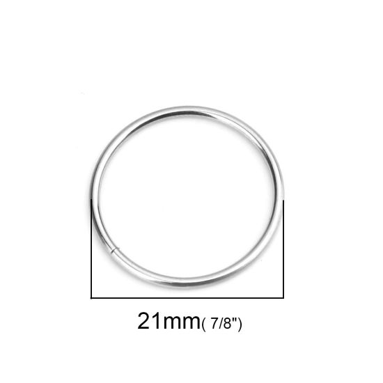 50 個 21mm 直径、 1.2mm（17号） 304ステンレス鋼 丸カン 丸カン シルバートーン 円形 の画像