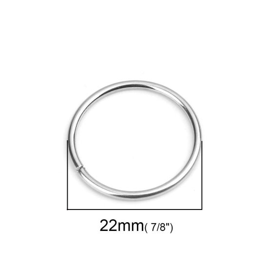 50 個 22mm 直径、 1.5mm（15号） 304ステンレス鋼 丸カン 丸カン 卸売り シルバートーン 円形 の画像