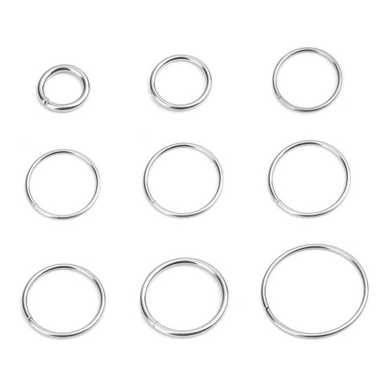 50 個 22mm 直径、 1.5mm（15号） 304ステンレス鋼 丸カン 丸カン 卸売り シルバートーン 円形 の画像