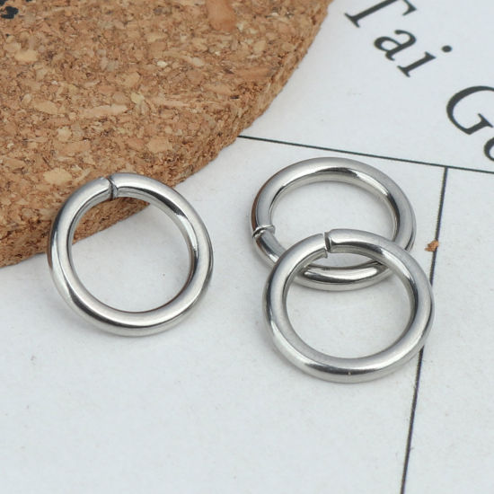 50 個 14mm 直径、 2mm（12号） 304ステンレス鋼 丸カン 丸カン シルバートーン 円形 の画像