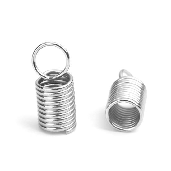 Image de Embouts pour Cordons en 304 Acier Inoxydable Ressorts Argent Mat (pr Cordon: 4.5mm） 14mm x 6mm, 50 Pcs