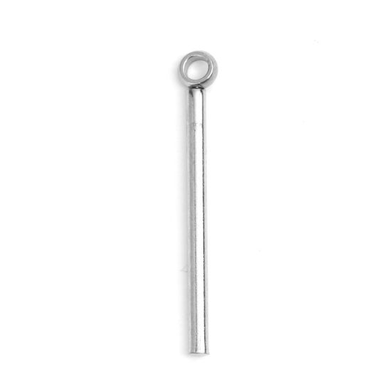 Imagen de 304 Acero Inoxidable Colgantes Charms Cilíndrico Tono de Plata 28mm x 3mm, 10 Unidades