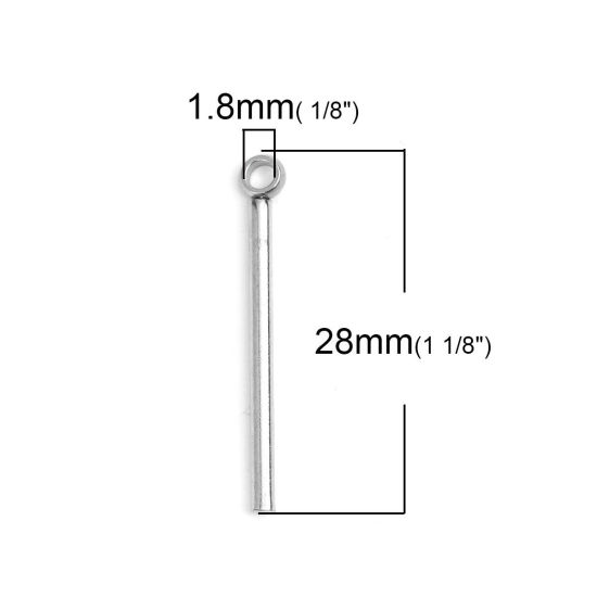 Imagen de 304 Acero Inoxidable Colgantes Charms Cilíndrico Tono de Plata 28mm x 3mm, 10 Unidades