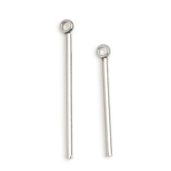 Imagen de 304 Acero Inoxidable Colgantes Charms Cilíndrico Tono de Plata 28mm x 3mm, 10 Unidades