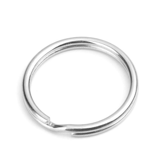 Immagine di 10 Pz 304 Acciaio Inossidabile Anello Portachiavi Tono Argento Tondo 25mm Dia.