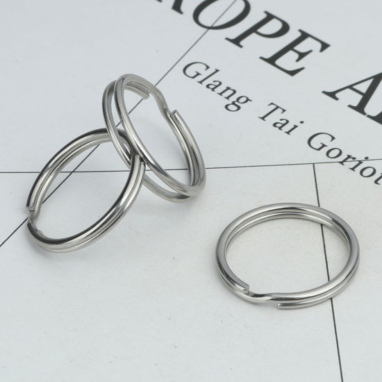 Immagine di 10 Pz 304 Acciaio Inossidabile Anello Portachiavi Tono Argento Tondo 25mm Dia.