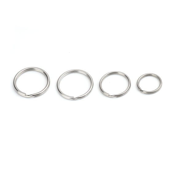 Immagine di 10 Pz 304 Acciaio Inossidabile Anello Portachiavi Tono Argento Tondo 25mm Dia.