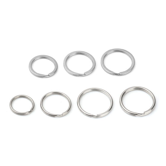 Immagine di 10 Pz 304 Acciaio Inossidabile Anello Portachiavi Tono Argento Tondo 25mm Dia.