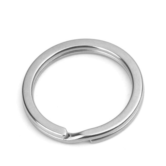 Immagine di 10 Pz 304 Acciaio Inossidabile Anello Portachiavi Tono Argento Tondo 25mm Dia.