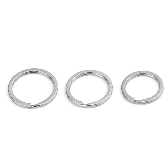 Immagine di 10 Pz 304 Acciaio Inossidabile Anello Portachiavi Tono Argento Tondo 25mm Dia.