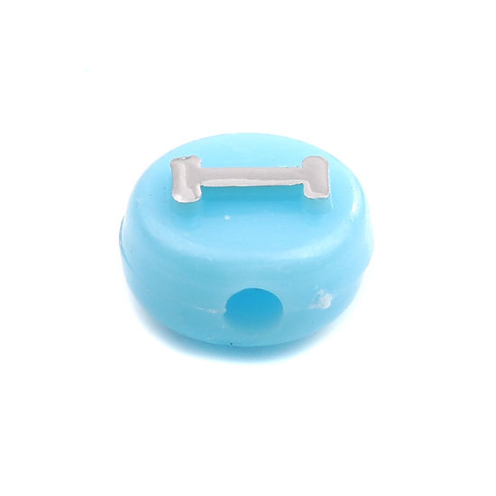 Image de Perles en Acrylique Rond Bleu au Hasard 10mm x 6mm, Trou: env. 2.4mm, 100 Pcs