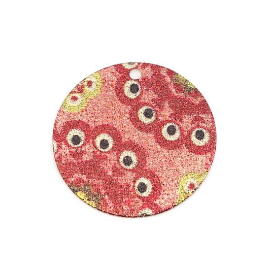 Image de 10 Pcs Breloques Peinture en Émail en Laiton Doré Rouge Rond Œil Mauvais Amas Stellaire 20mm Dia