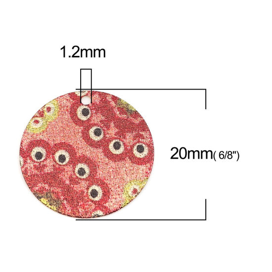 Image de 10 Pcs Breloques Peinture en Émail en Laiton Doré Rouge Rond Œil Mauvais Amas Stellaire 20mm Dia