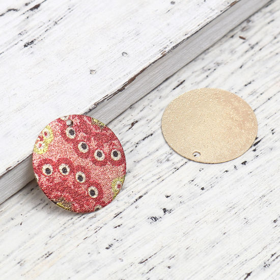 Image de 10 Pcs Breloques Peinture en Émail en Laiton Doré Rouge Rond Œil Mauvais Amas Stellaire 20mm Dia
