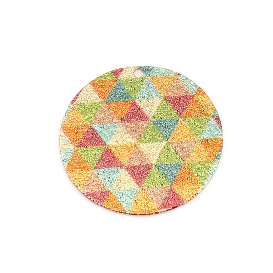 Image de 10 Pcs Breloques Peinture en Émail en Laiton Doré Multicolore Rond Triangle Amas Stellaire 20mm Dia